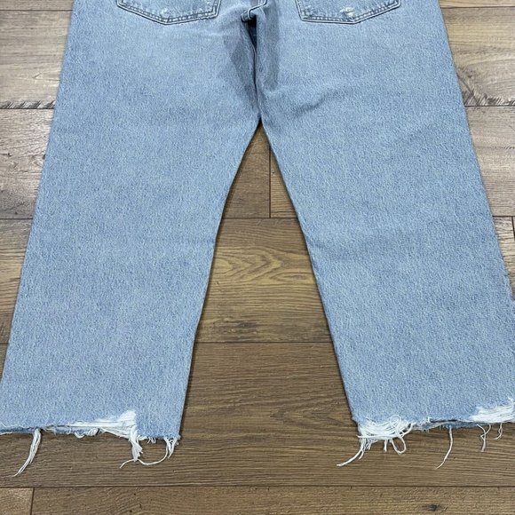 Agolde Jeans Womens 34 90s Crop Loose Fit Nerve Light Wash Raw Hem Button Fly - Picture 10 of 16